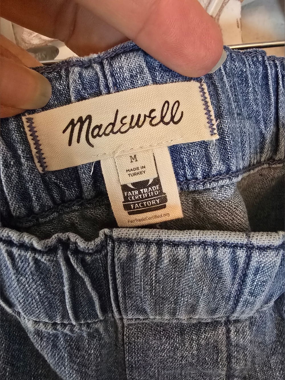 Madewell Shorts Women's M Pull On Elastic Waist Denim Jean 100% Cotton Pockets - Picture 6 of 9